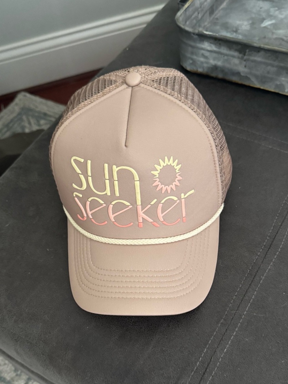 Anthropologie 'Sun Seeker' Mesh Back Trucker Hat in Dusty Rose